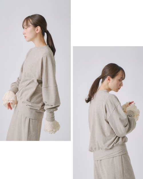 whyto ホワイト アシンメトリー ラメグリッター スウェットシャツ