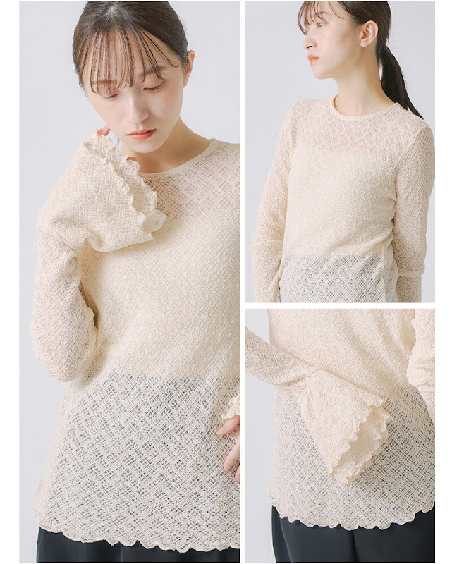 whyto ホワイト フリル フレア レース トップス frill flare lace tops
