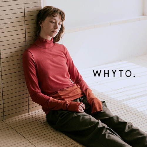 whyto ホワイト カシミヤ シルク カラー ブロック タートル ニット