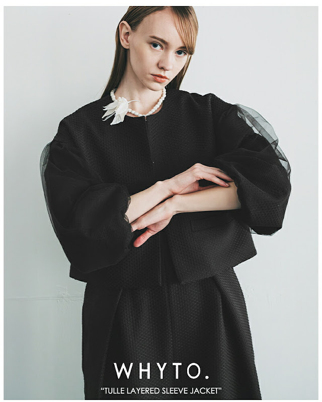 whyto ホワイト チュールレイヤードスリーブ ジャケット tulle layered
