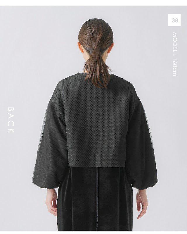 whyto ホワイト チュールレイヤードスリーブ ジャケット tulle layered