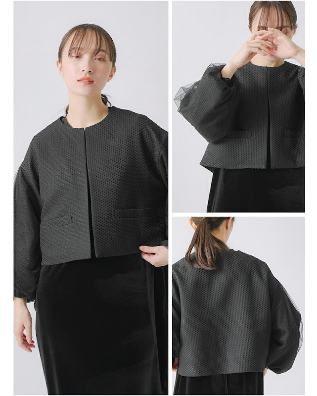 whyto ホワイト チュールレイヤードスリーブ ジャケット tulle layered