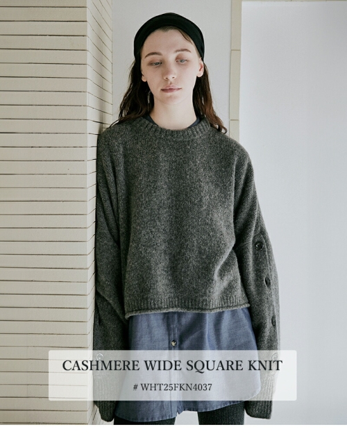 whyto ホワイト カシミヤ ワイド スクエア ニット “cashmere wide