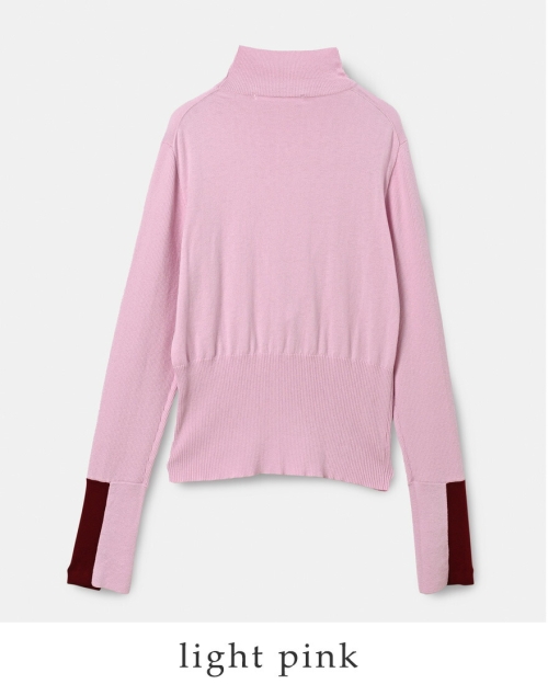 whyto ホワイト コットンシルク カラー ブロック ニット “color block