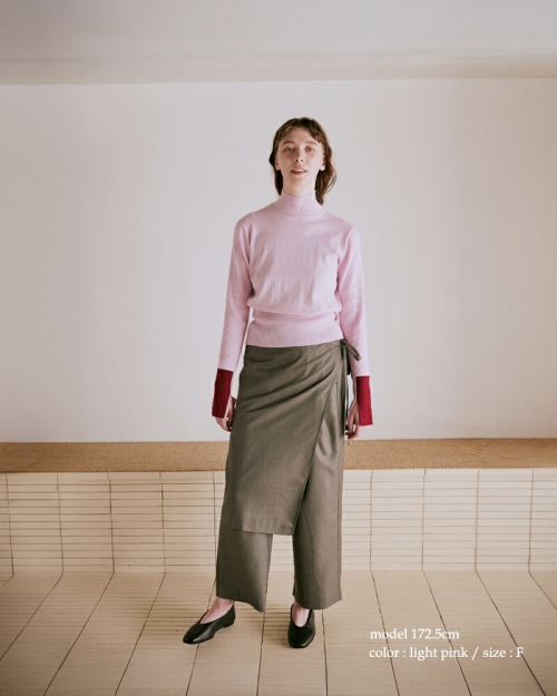 whyto ホワイト コットンシルク カラー ブロック ニット “color block