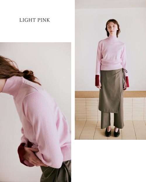 whyto ホワイト コットンシルク カラー ブロック ニット “color block