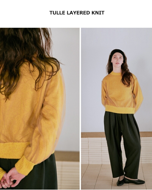 20%OFF】 whyto ホワイト チュール レイヤードニット “tulle layered