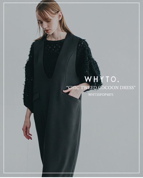 whyto ホワイト シック ツイード コクーン ワンピース “chic tweed