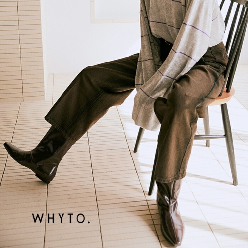 50%OFF】 whyto ホワイト センタープレス デニム トラウザー パンツ