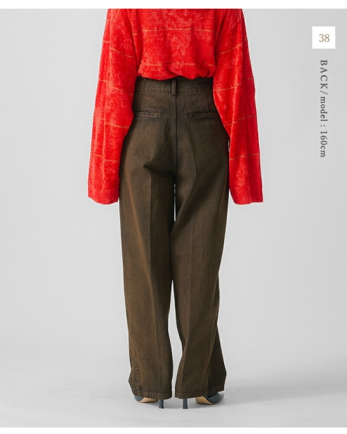 whyto ホワイト センタープレス デニム トラウザー パンツ