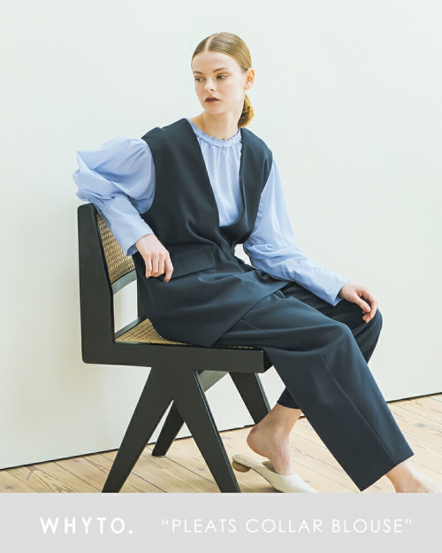 whyto ホワイト プリーツカラー ブラウス “pleats collar blouse