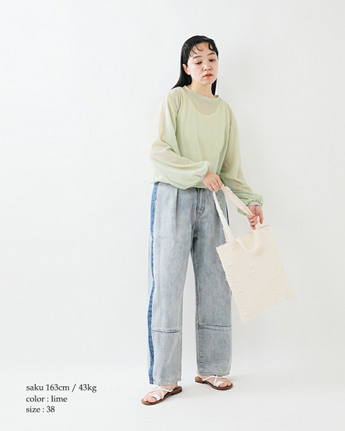 whyto ホワイト シアー ボリュームスリーブ ブラウス “sheer
