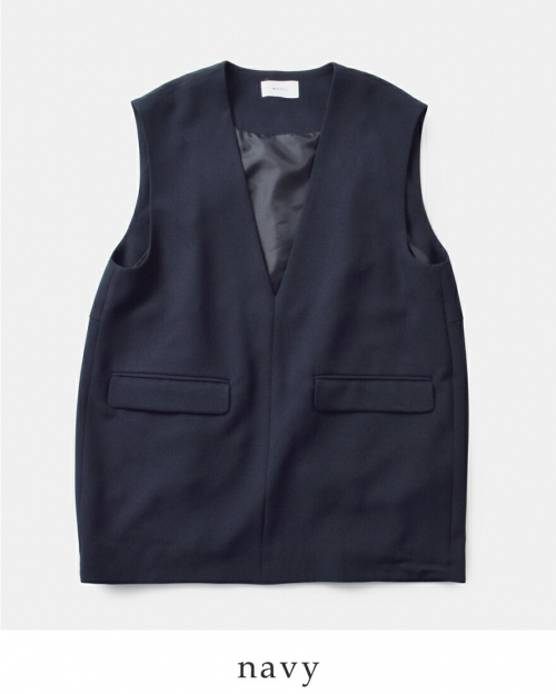 whyto ホワイト スリットネック コクーン ベスト “slit neck cocoon