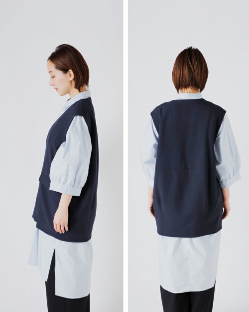 whyto ホワイト スリットネック コクーン ベスト “slit neck