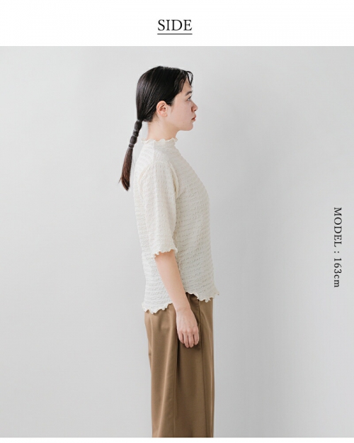 ホワイト Sally様 whyto ホワイト クレープ ストレッチ ブラウス “crape stretch
