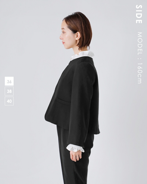 whyto ホワイト Aライン ノーカラー ジャケット “a line jacket