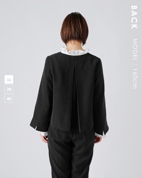 whyto ホワイト Aライン ノーカラー ジャケット “a line jacket