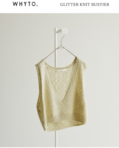 ニット セーター 「WHYTO. / ホワイト」 GLITTER KNIT BUSTIER レディース WHYTO ニット セーター 「WHYTO. / ホワイト」 GLITTER KNIT