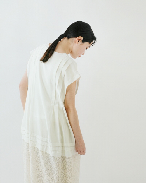 ワンピース ETMON 2Way Sleeve Belted Dress, White whyto ホワイト レース コンビネーション ドレス “lace