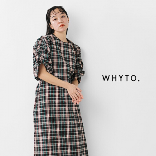 ワンコ様3 whyto ホワイト ギャザースリーブ ドレス “gather sleeve dress