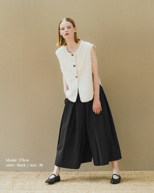 whyto ホワイト プリーツ ワイド トラウザー パンツ “pleats