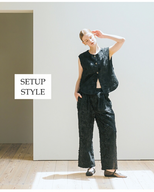 whyto ホワイト ジャガード スラックス パンツ “jacquard slacks