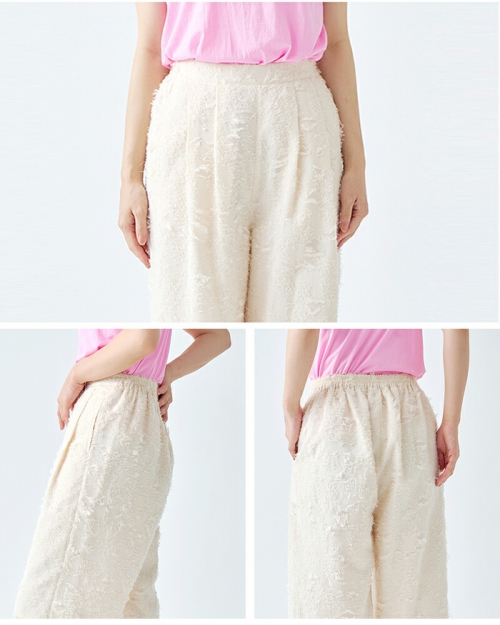 いいスタイル whyto ホワイト slacks “jacquard パンツ スラックス ジャガード ヨガ・ピラティス
