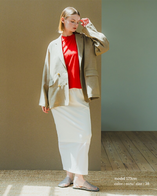 whyto ホワイト シアー Iライン スカート “sheer i line skirt