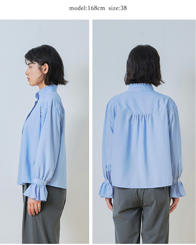 whyto ホワイト スタンドフリルカラー ブラウス “stand frill collar