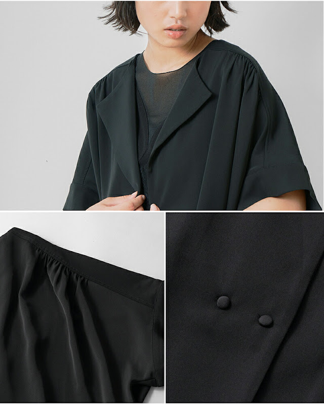 新品 WHYTO ホワイト ギャザー 前開 ブラウス ジャケット whyto ホワイト ギャザー ハーフスリーブ ジャケット “gather half