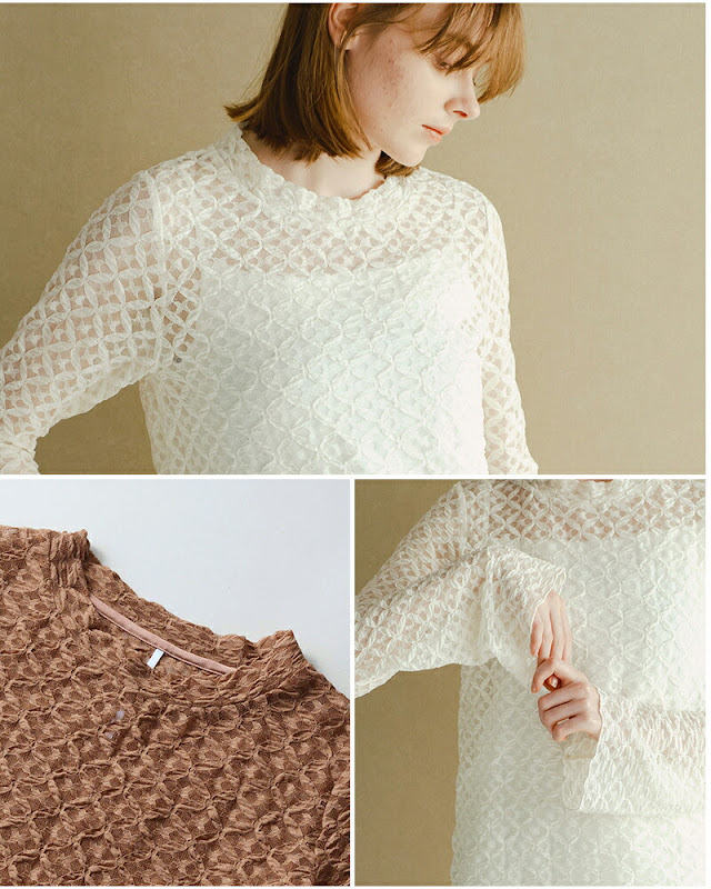 whyto ホワイト フレアスリーブ レース ブラウス “flare sleeve lace