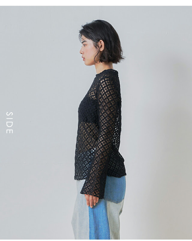 whyto ホワイト フレアスリーブ レース ブラウス “flare sleeve lace