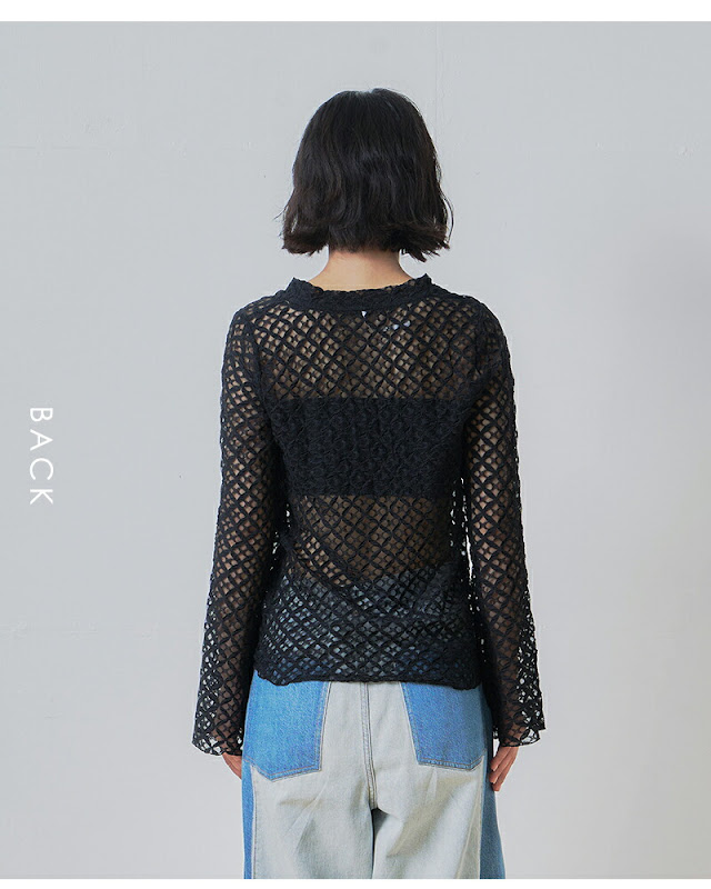 whyto ホワイト フレアスリーブ レース ブラウス “flare sleeve lace