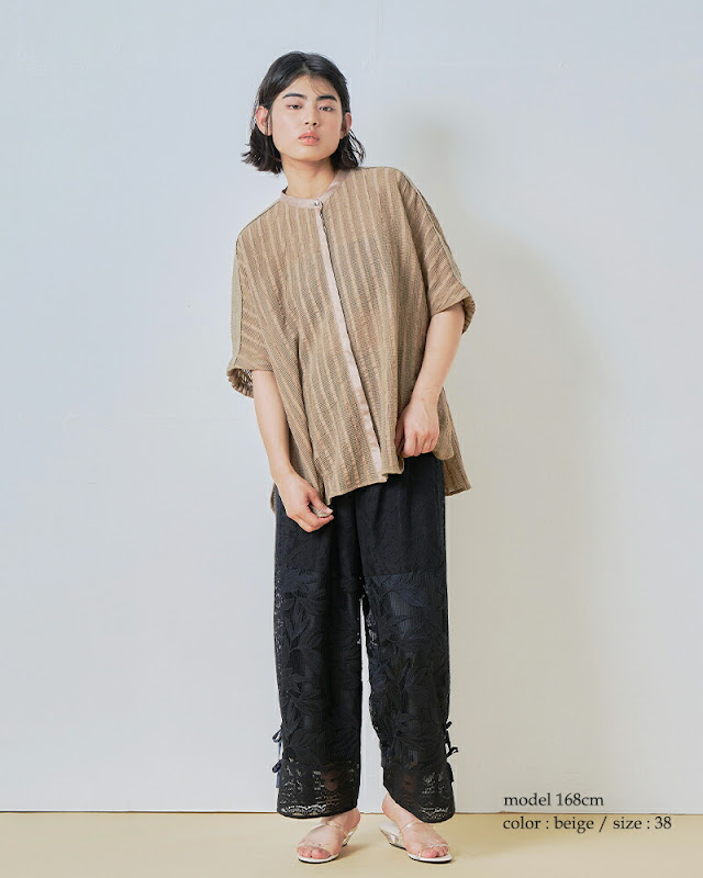 20%OFF】 whyto ホワイト ストライプ ワイド スクエア ブラウス “wide