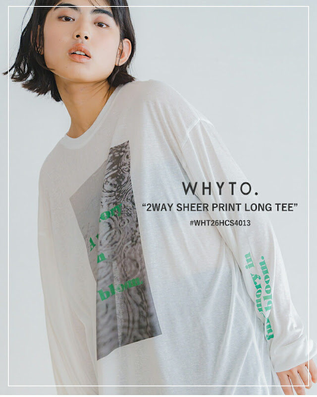 whyto ホワイト 2way シアープリント ロングスリーブ Tシャツ “2way
