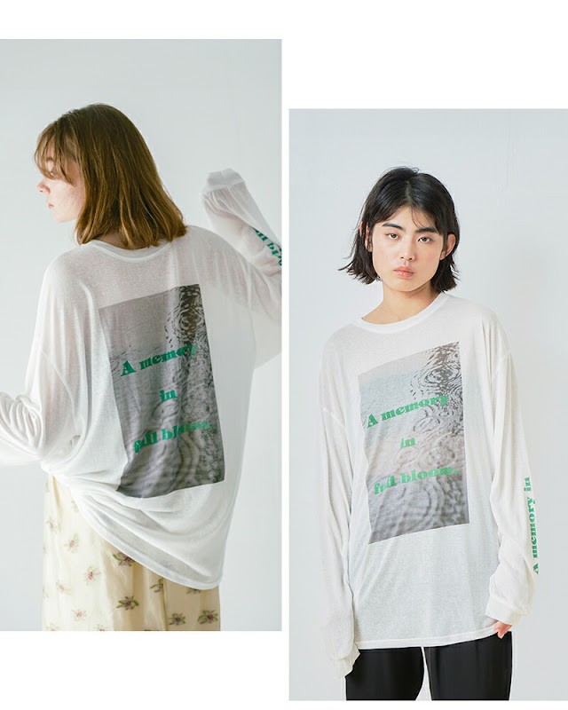 whyto ホワイト 2way シアープリント ロングスリーブ Tシャツ “2way