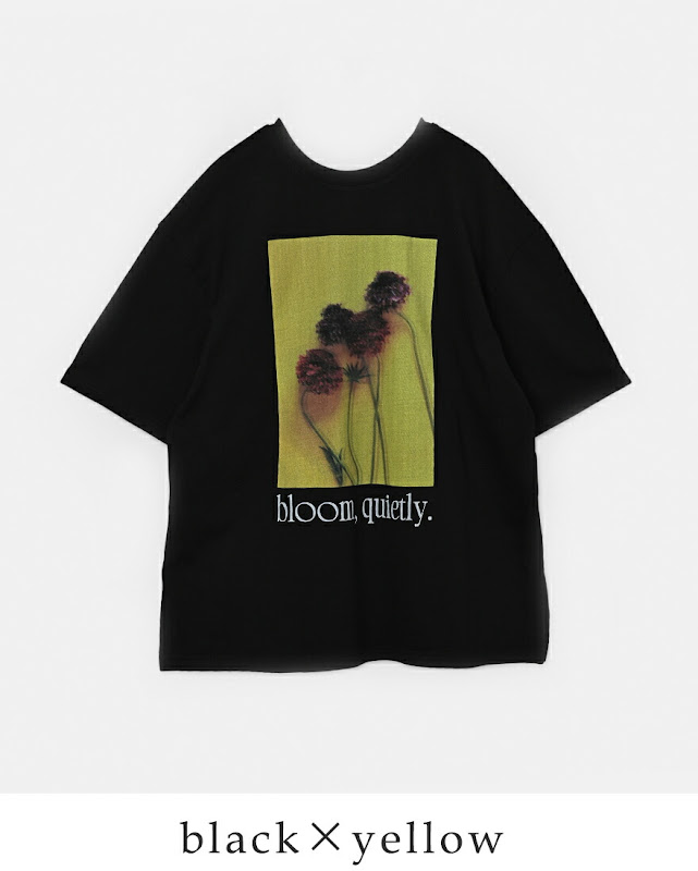 whyto ホワイト コットン 2way フォトプリント Tシャツ “2way print
