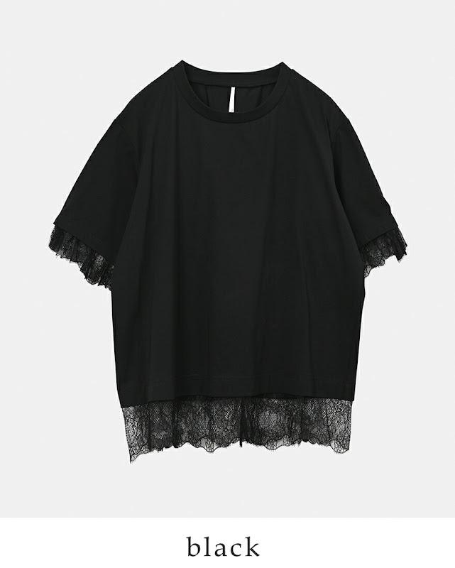 whyto ホワイト レース コンビネーション Tシャツ “lace combination