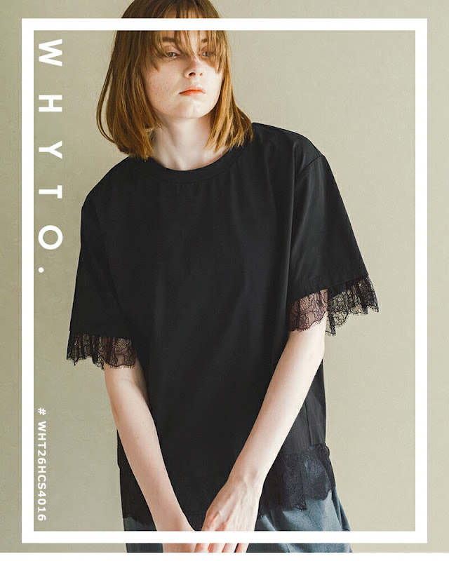 whyto ホワイト レース コンビネーション Tシャツ “lace combination