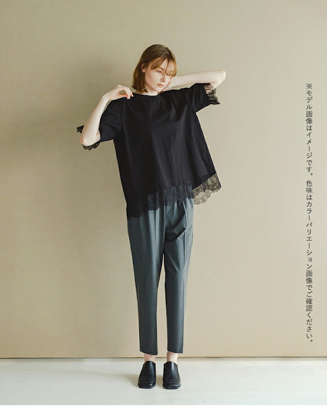 whyto ホワイト レース コンビネーション Tシャツ “lace combination