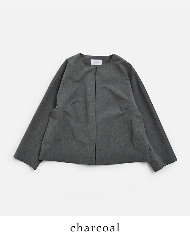 whyto ホワイト サマーウールライク ノーカラー ジャケット “no collar