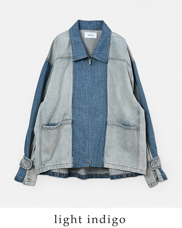 23aw STONE  ダブルジップ オーバーシャツ ジャケット whyto ホワイト コットンデニム ダブルジップ ジャケット “denim zip