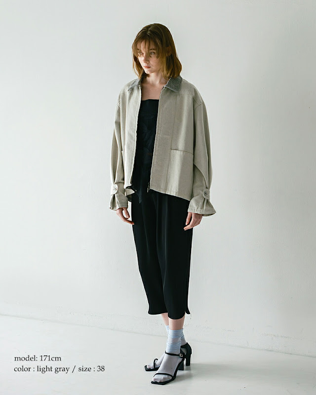 whyto ホワイト コットンデニム ダブルジップ ジャケット “denim zip