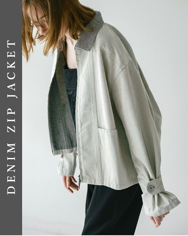 whyto ホワイト コットンデニム ダブルジップ ジャケット “denim zip