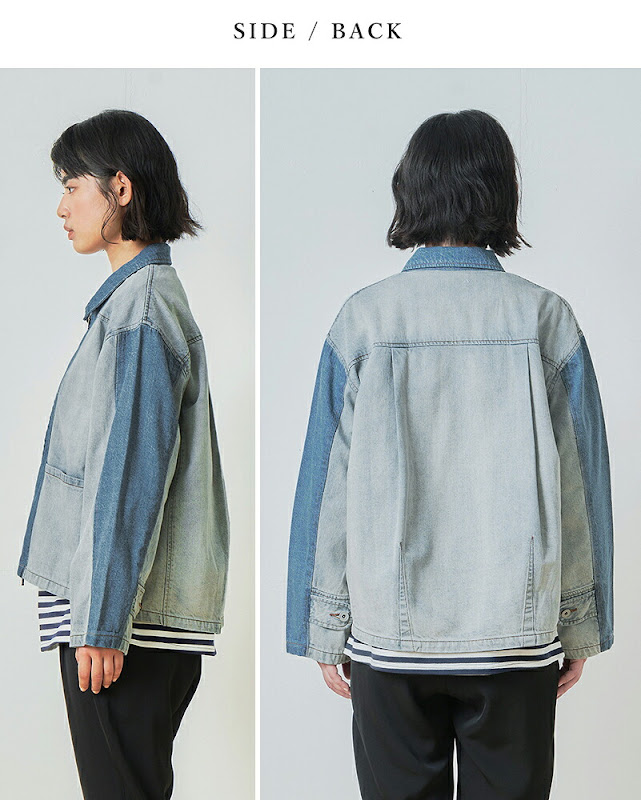 whyto ホワイト コットンデニム ダブルジップ ジャケット “denim zip