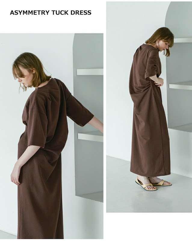 whyto ホワイト アシンメトリー タック ドレス “asymmetry tuck dress