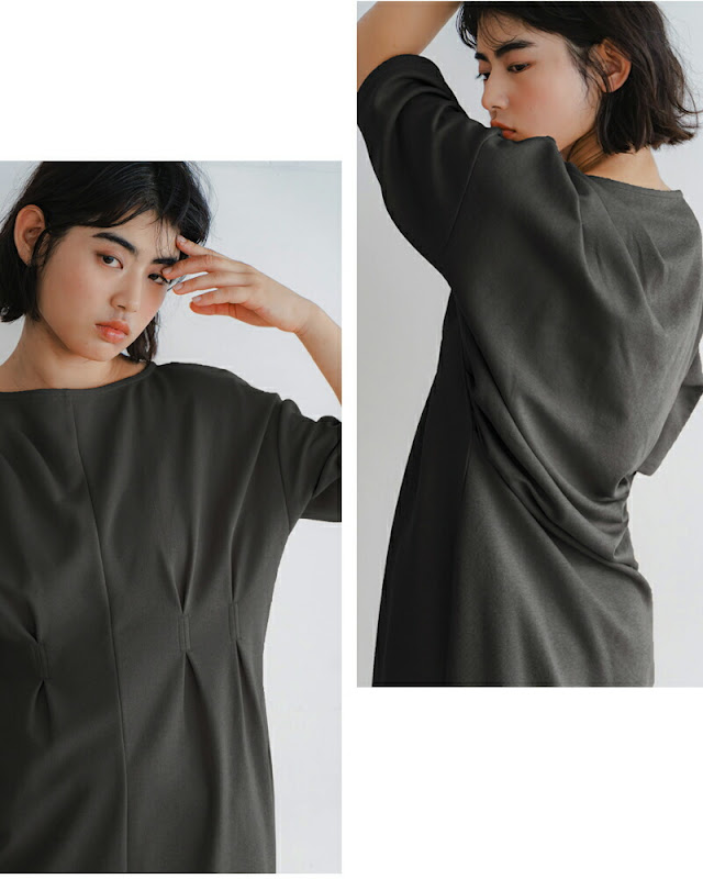 whyto ホワイト アシンメトリー タック ドレス “asymmetry tuck dress
