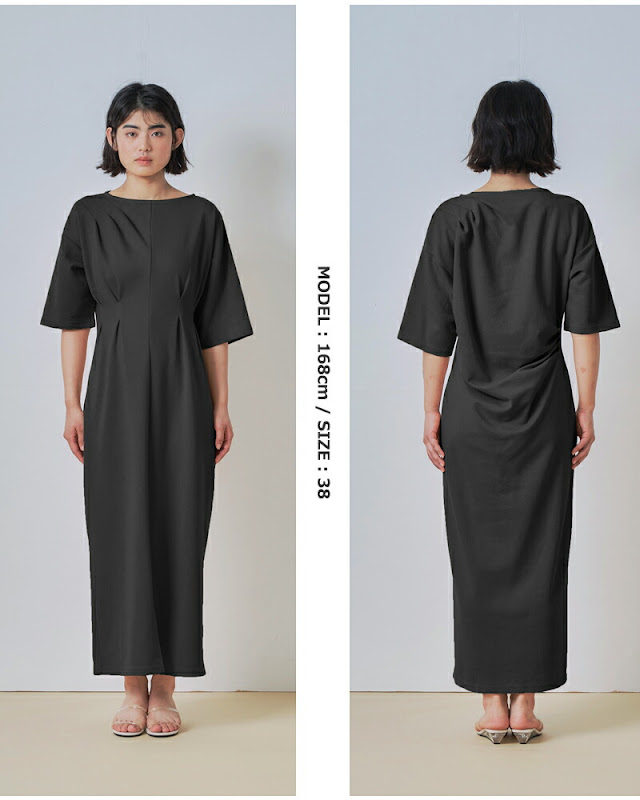whyto ホワイト アシンメトリー タック ドレス “asymmetry tuck dress