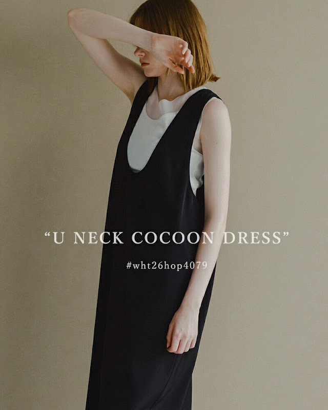 whyto ホワイト Uネック コクーン ドレス “u neck cocoon dress