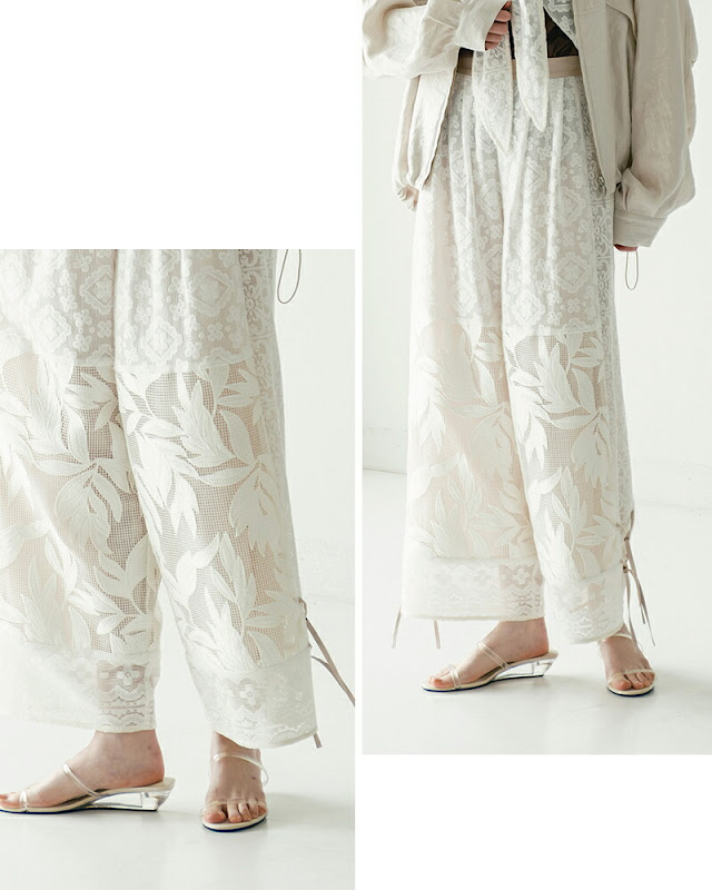 whyto ホワイト レース コンビネーション パンツ “lace combination